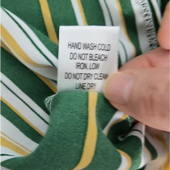 Ups & Downs Crop Top Women's Size M Green Striped Long Bell Sleeve - Picture 15 of 16